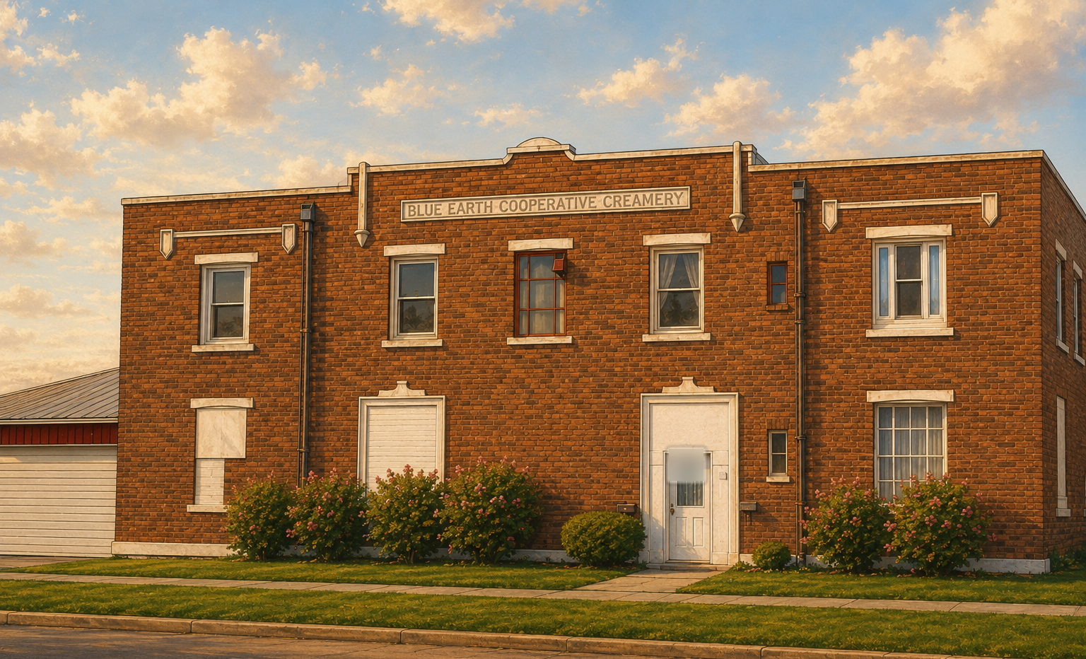 Illustrated view of the Blue Earth Cooperative Creamery building