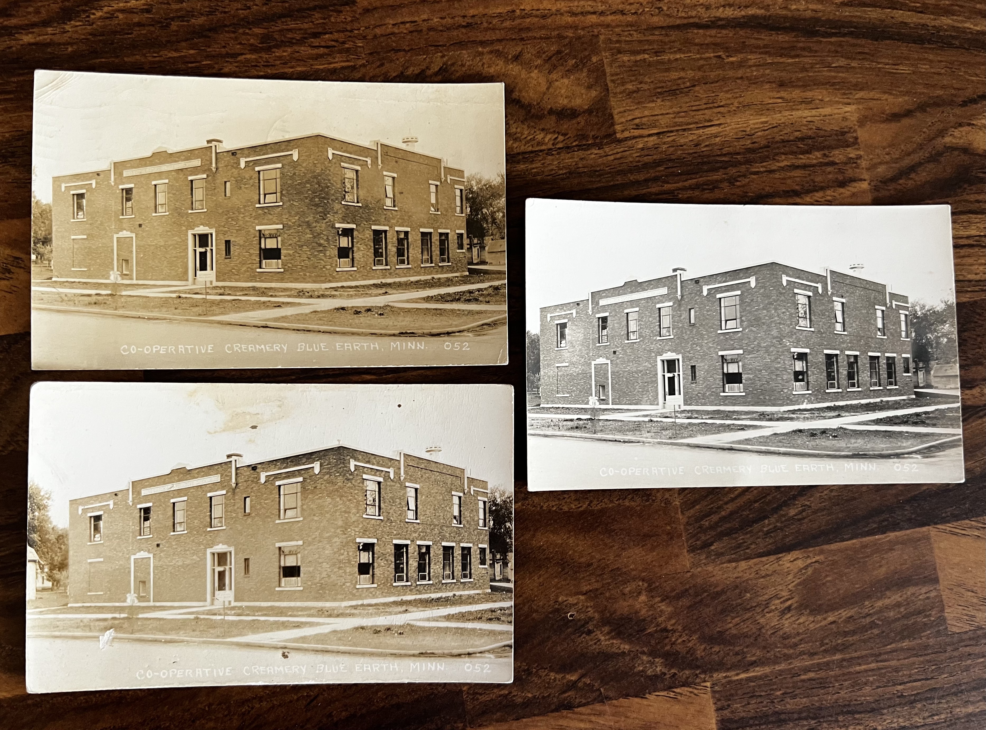 Vintage postcards of the Blue Earth Co-Operative Creamery from the early 1900s