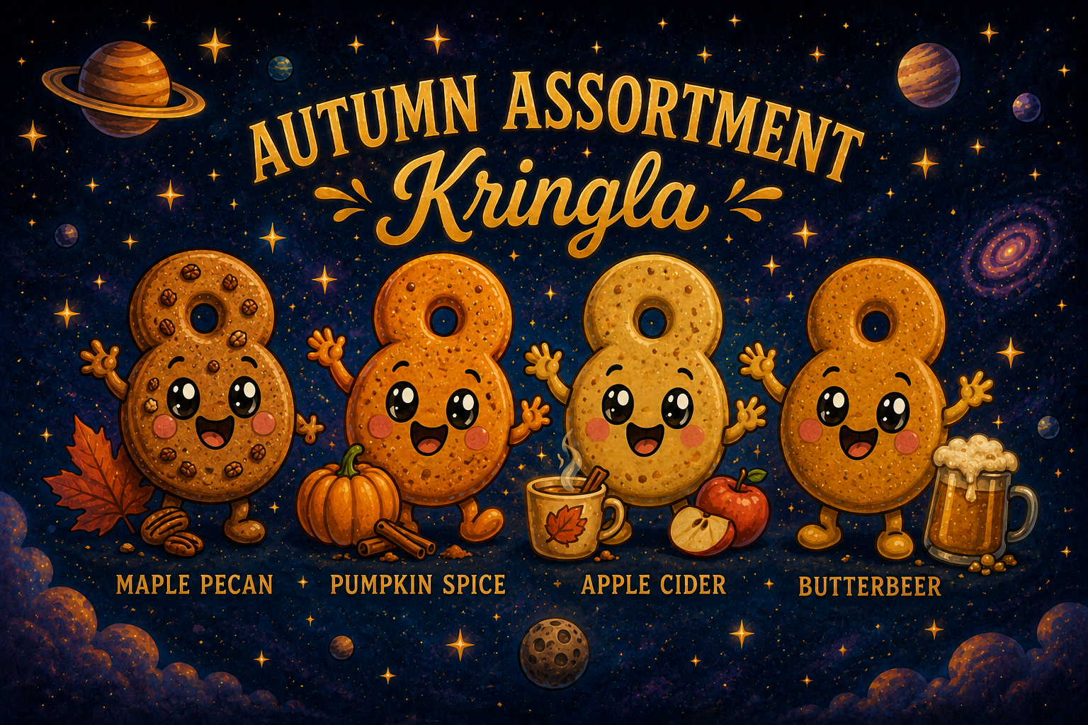 Autumn assortment kringla flavors in the Kringla-verse